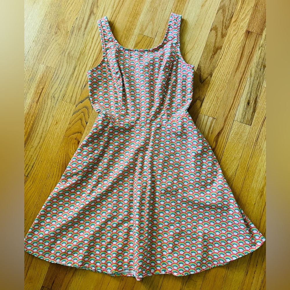 Retrolicious rainbow 🌈 mod rockabilly sleeveless midi knee length dress NWOT